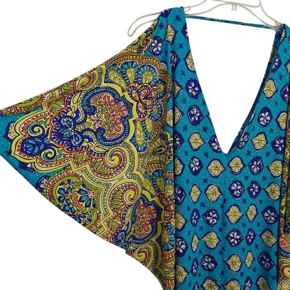 Trina Turk Corsica Caftan Tunic Swim Coverup Size Small Multicolored Boho Beach - Picture 4 of 12